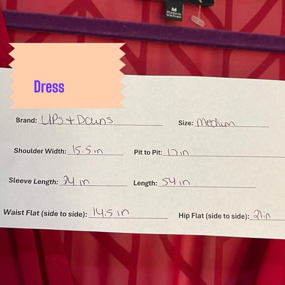 UPS & DOWNS Maxi Dress Womens Medium Red Semi Sheer Valentines Holiday Belt NWOT - Picture 14 of 14